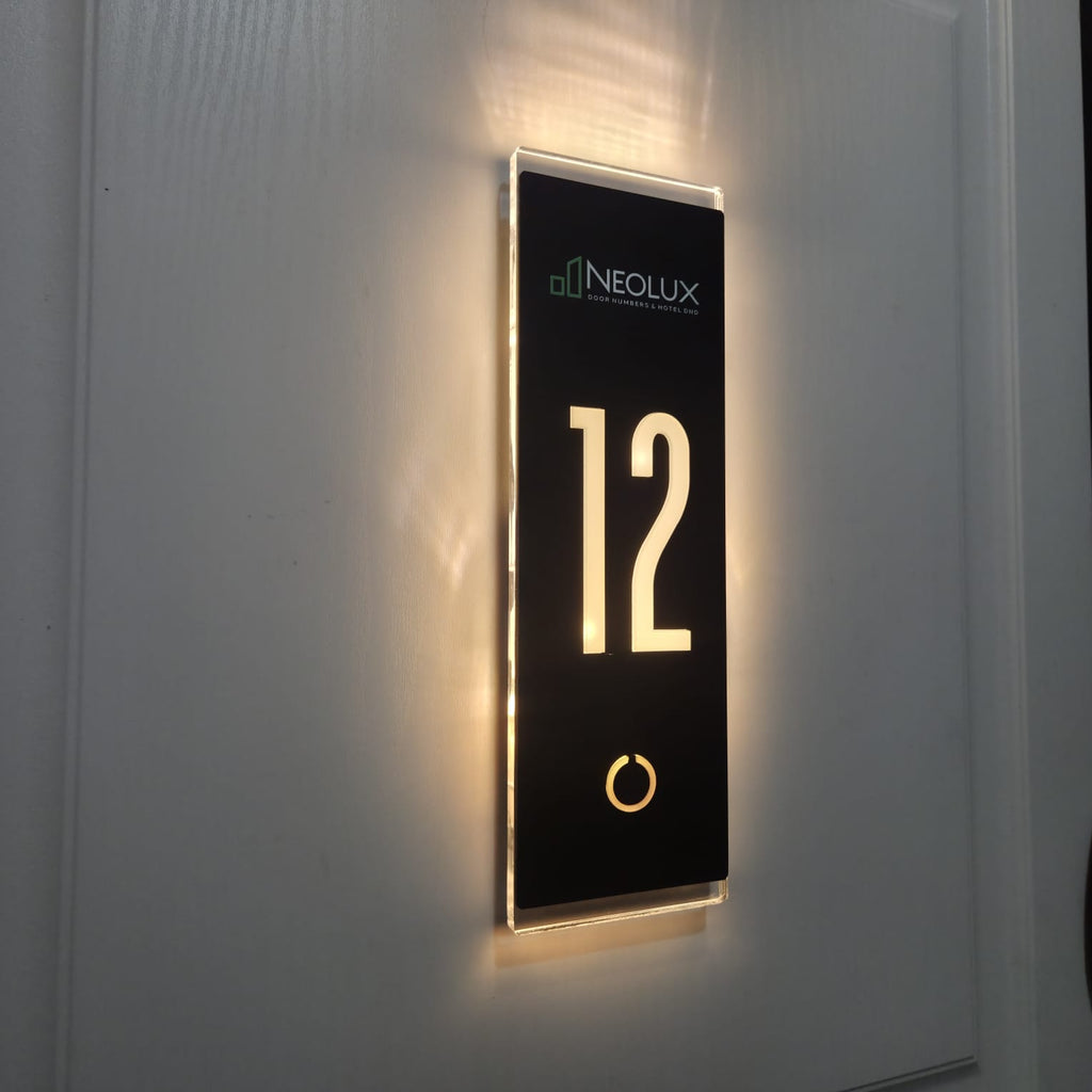 Luxury Serisi Zil Düğmeli Işıklı Kapı Numarası