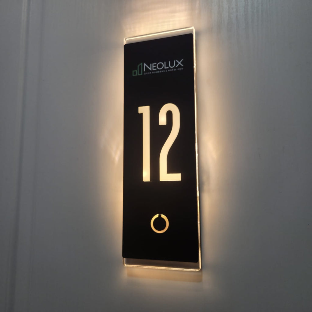 Luxury Serisi Zil Düğmeli Işıklı Kapı Numarası