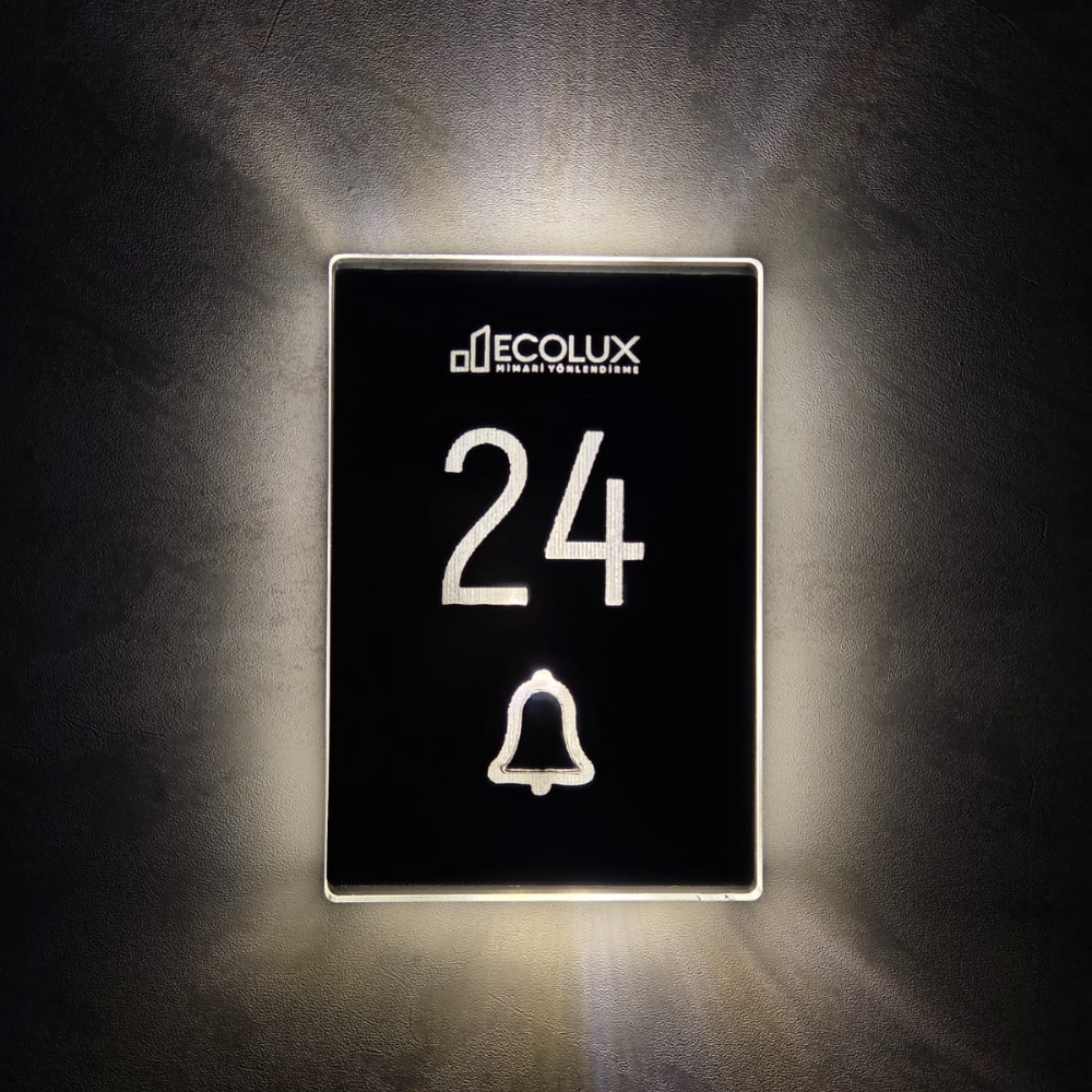 Ecolux Series Işıklı Zil Düğmeli Kapı Numarası